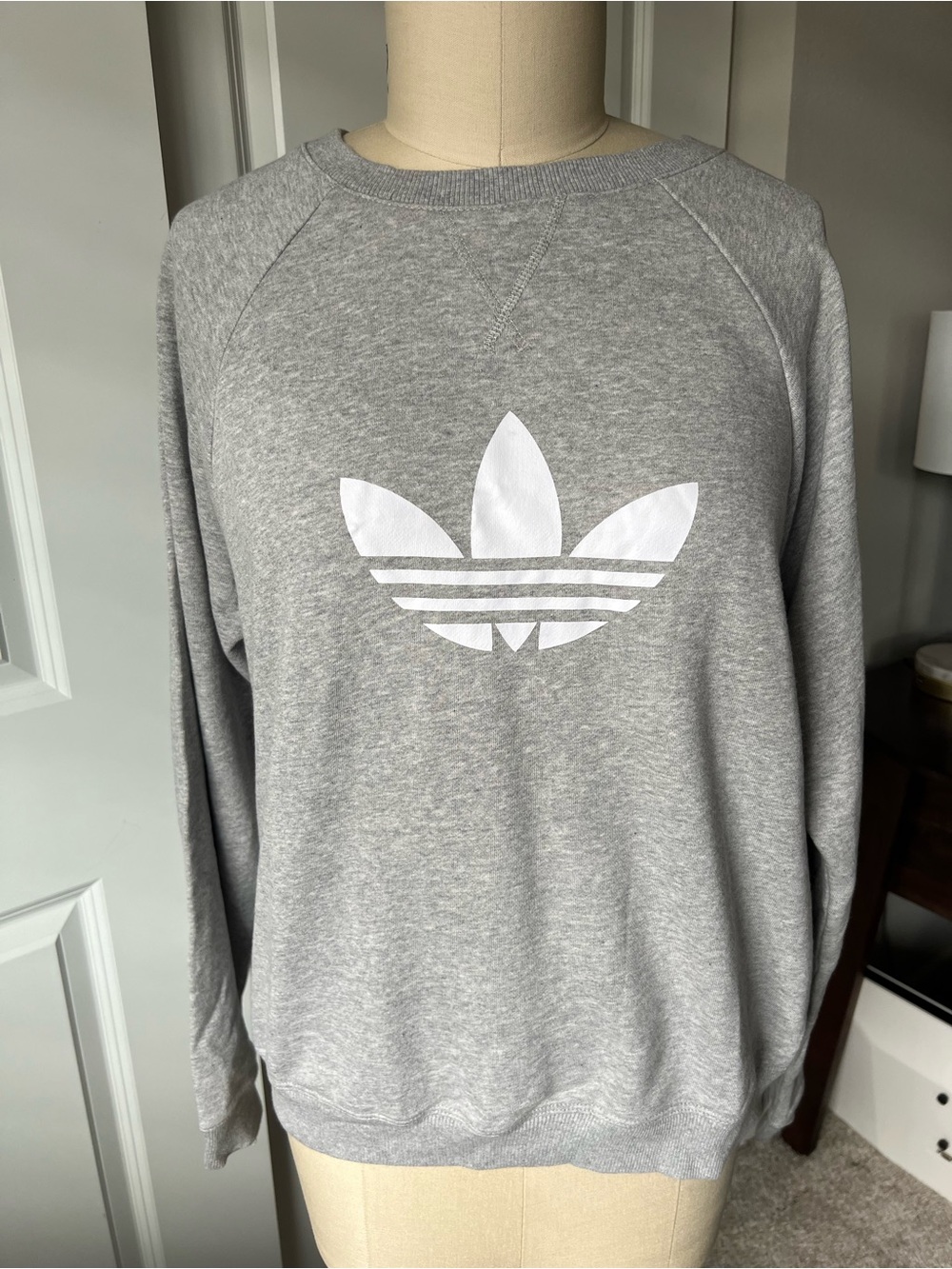 Adidas Grey Sweatshirt with White Trefoil Logo